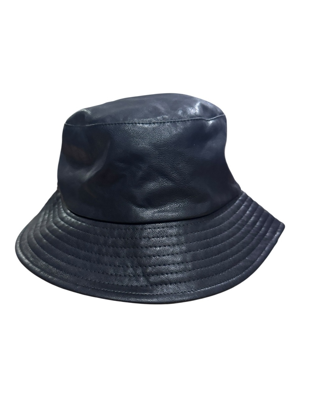 Open Edit Black Faux Leather Bucket Hat
